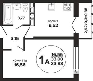 1-к квартира, вторичка, 34м2, 2/24 этаж