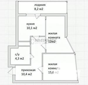 2-к квартира, вторичка, 58м2, 6/10 этаж