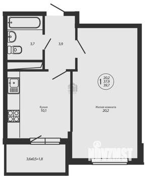 1-к квартира, вторичка, 40м2, 10/24 этаж