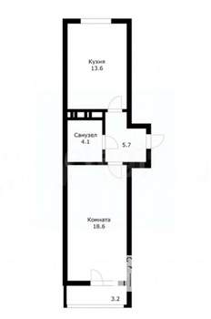 1-к квартира, вторичка, 44м2, 9/19 этаж