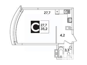 Студия квартира, вторичка, 35м2, 9/16 этаж
