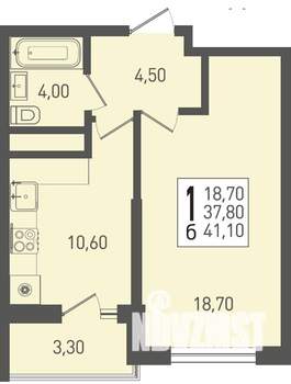 1-к квартира, вторичка, 41м2, 15/22 этаж