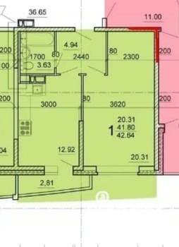 1-к квартира, вторичка, 43м2, 15/18 этаж