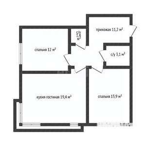 2-к квартира, вторичка, 61м2, 12/16 этаж