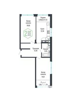 2-к квартира, вторичка, 67м2, 10/24 этаж