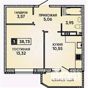 1-к квартира, вторичка, 39м2, 9/22 этаж
