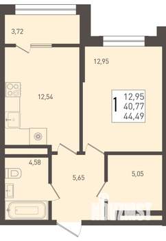 1-к квартира, вторичка, 44м2, 8/8 этаж