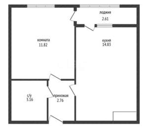 1-к квартира, вторичка, 33м2, 15/16 этаж