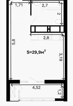 Студия квартира, сданный дом, 30м2, 18/24 этаж