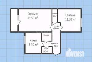 2-к квартира, вторичка, 55м2, 1/9 этаж