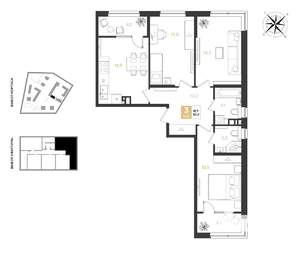 3-к квартира, вторичка, 82м2, 6/9 этаж