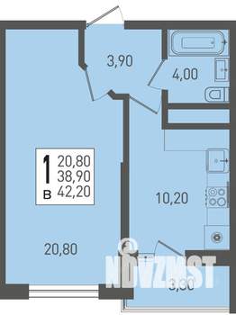 1-к квартира, вторичка, 42м2, 4/22 этаж