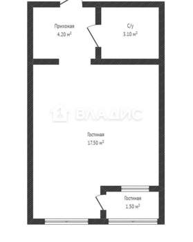 Студия квартира, вторичка, 25м2, 2/3 этаж