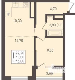 1-к квартира, вторичка, 46м2, 2/8 этаж