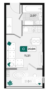 Студия квартира, вторичка, 21м2, 14/18 этаж