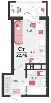 Студия квартира, строящийся дом, 20м2, 17/18 этаж