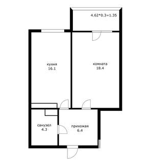 1-к квартира, вторичка, 51м2, 13/26 этаж