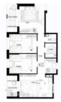 3-к квартира, вторичка, 81м2, 10/18 этаж