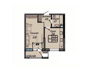 1-к квартира, вторичка, 38м2, 2/9 этаж