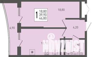 1-к квартира, строящийся дом, 47м2, 23/24 этаж