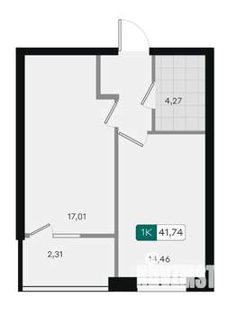 1-к квартира, вторичка, 42м2, 4/18 этаж