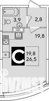 Студия квартира, вторичка, 27м2, 5/24 этаж