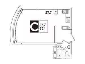 Студия квартира, вторичка, 35м2, 13/16 этаж