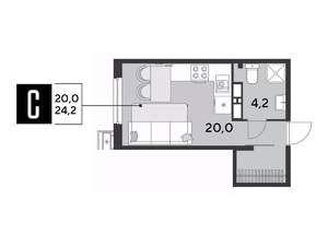 Студия квартира, вторичка, 24м2, 11/18 этаж
