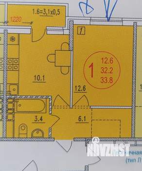 1-к квартира, вторичка, 33м2, 7/9 этаж