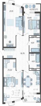3-к квартира, строящийся дом, 93м2, 10/21 этаж