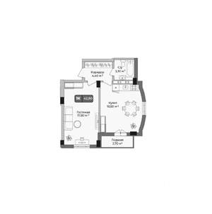 1-к квартира, вторичка, 43м2, 5/9 этаж