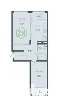 Студия квартира, вторичка, 70м2, 11/24 этаж