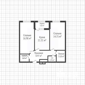 2-к квартира, вторичка, 60м2, 7/25 этаж
