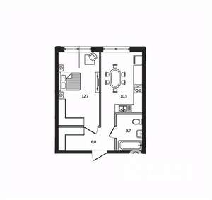 1-к квартира, вторичка, 33м2, 1/7 этаж