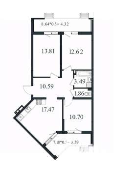 3-к квартира, вторичка, 78м2, 5/8 этаж