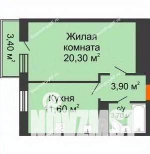 1-к квартира, вторичка, 40м2, 12/24 этаж
