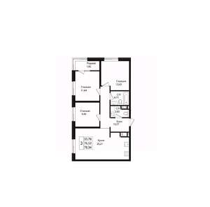 4-к квартира, вторичка, 78м2, 2/18 этаж