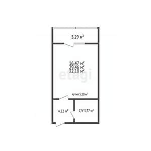 Студия квартира, вторичка, 30м2, 3/17 этаж