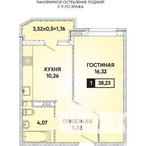 1-к квартира, вторичка, 38м2, 7/18 этаж