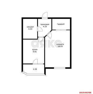 1-к квартира, вторичка, 38м2, 19/24 этаж