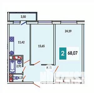2-к квартира, вторичка, 68м2, 16/20 этаж