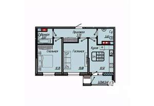 2-к квартира, вторичка, 54м2, 7/9 этаж