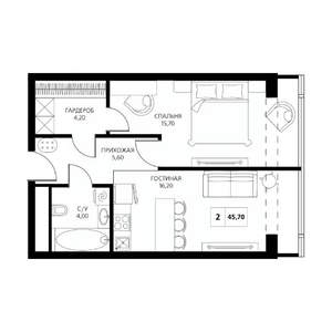 2-к квартира, строящийся дом, 46м2, 8/19 этаж