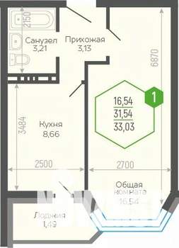 1-к квартира, вторичка, 32м2, 19/19 этаж