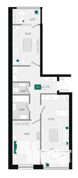 2-к квартира, вторичка, 68м2, 3/18 этаж