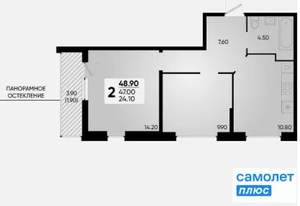 2-к квартира, вторичка, 48м2, 18/18 этаж