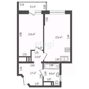 1-к квартира, вторичка, 40м2, 16/24 этаж