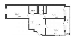 2-к квартира, вторичка, 73м2, 3/16 этаж