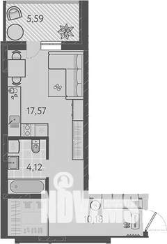 Студия квартира, вторичка, 34м2, 1/18 этаж