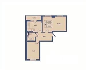 2-к квартира, вторичка, 57м2, 4/5 этаж